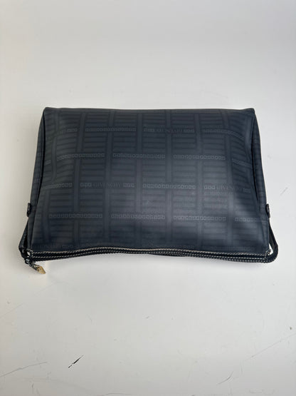 Vintage Givenchy Nylon Cosmetic Bag Black Gold-Tone Zip