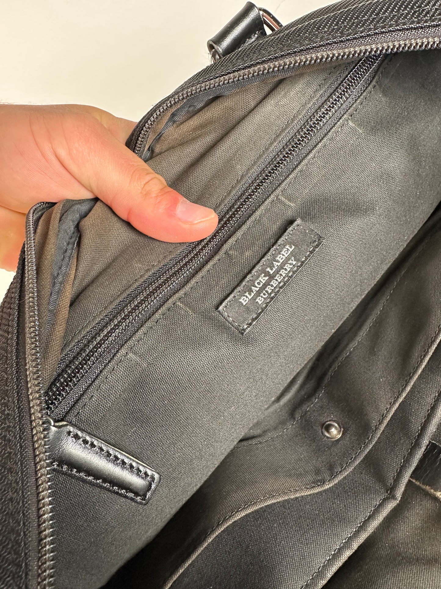 Burberry Black Nylon Briefcase with Multiple Compartments