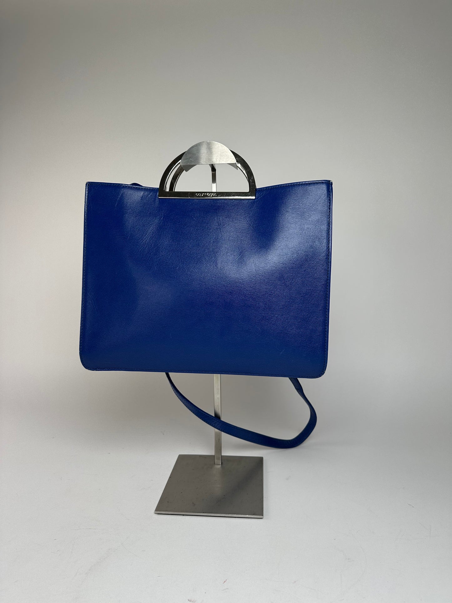 Vintage Courreges 2Way Leather Handbag Blue