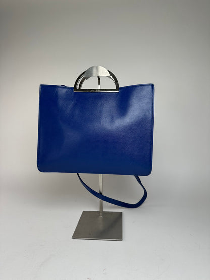 Vintage Courreges 2Way Leather Handbag Blue