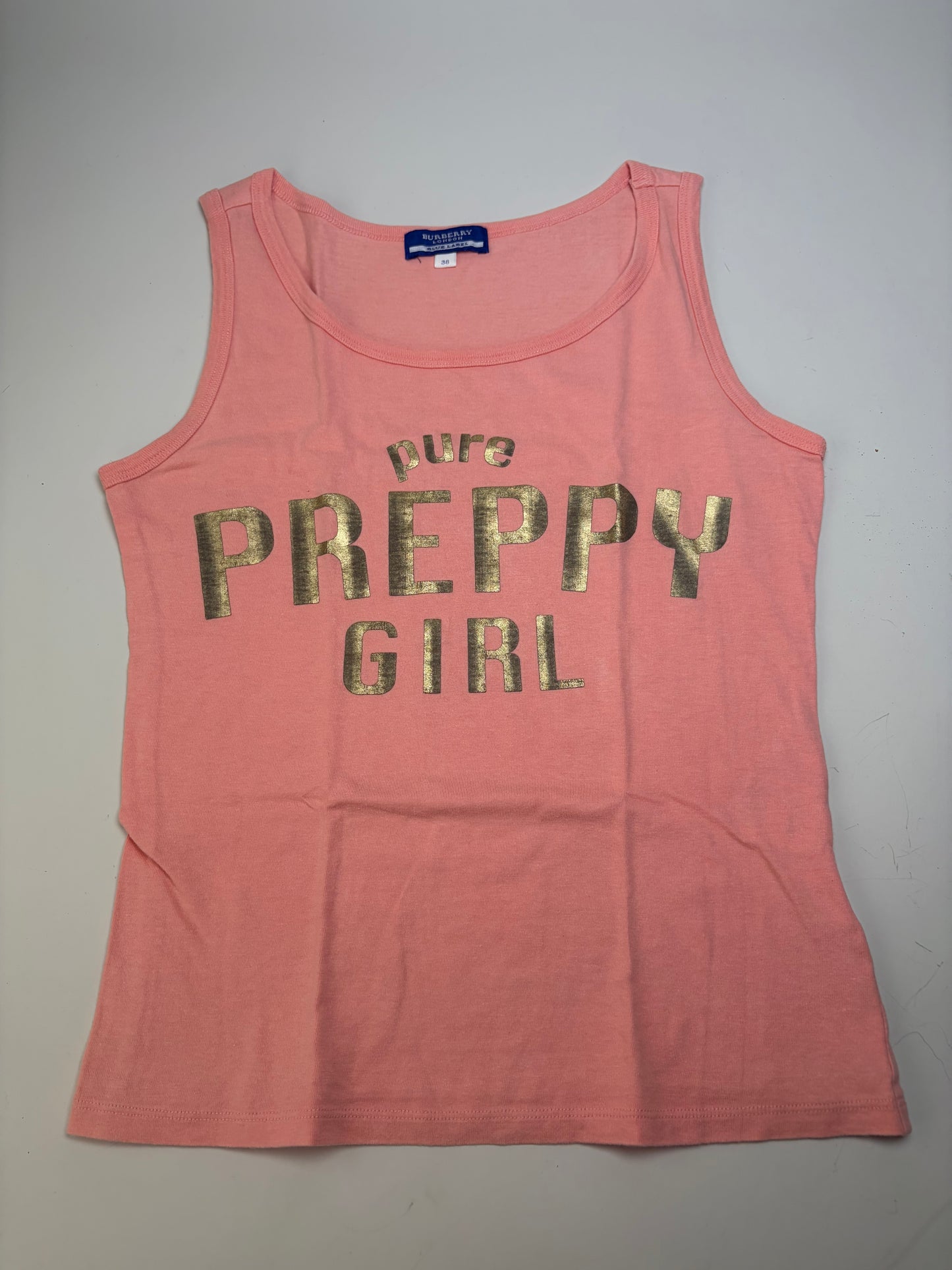 Vintage Burberry Cotton Tank Top Coral Pink M