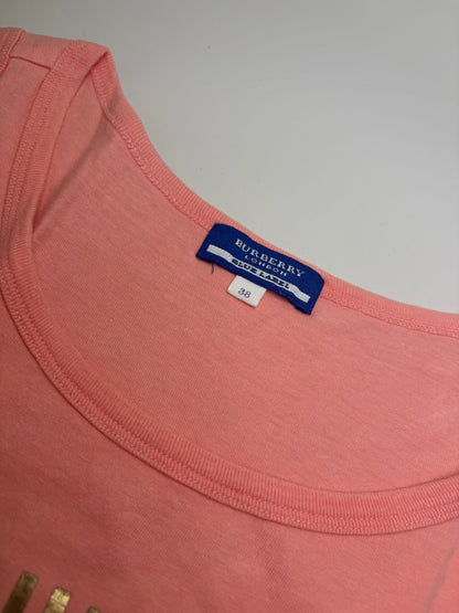 Vintage Burberry Cotton Tank Top Coral Pink M
