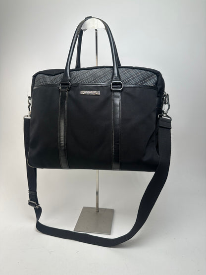 Burberry Black Nylon Briefcase with Multiple Compartments