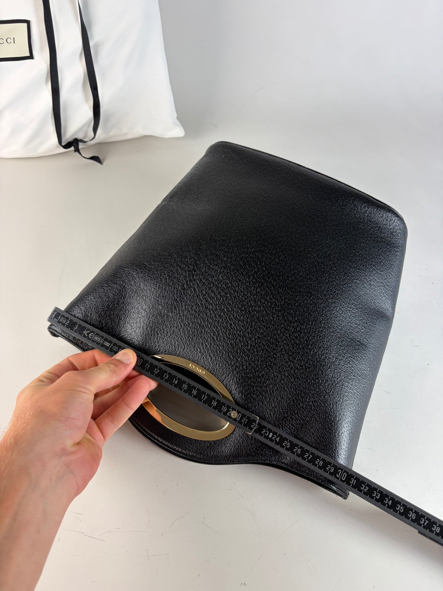 Vintage Gucci Marmont Pebbled Leather Tote Black Gold