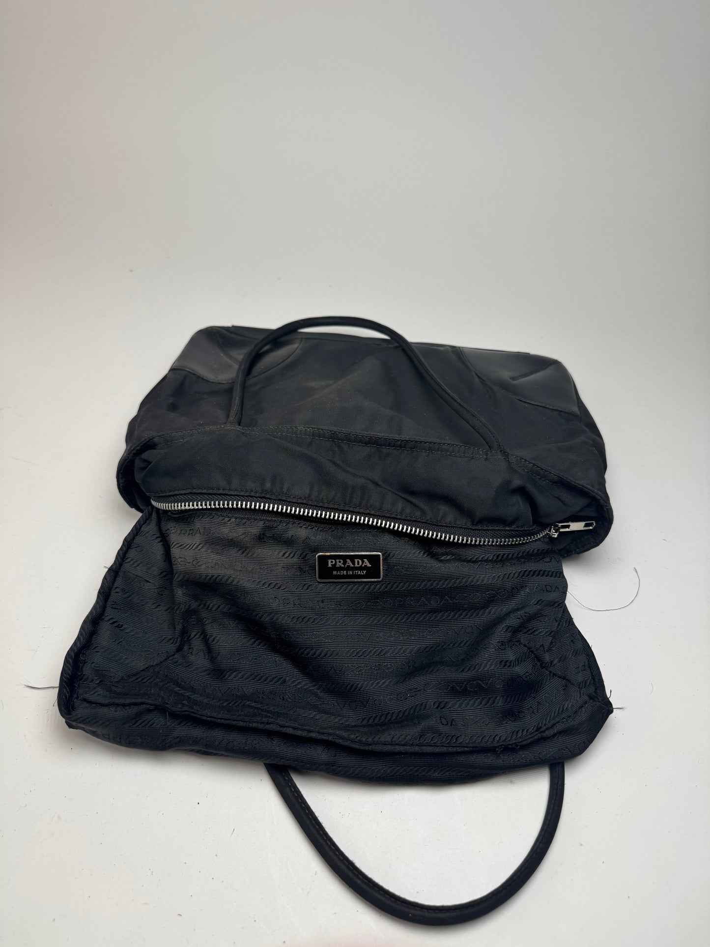 Vintage Prada polyester leather bag black
