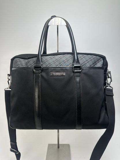 Burberry Black Nylon Briefcase with Multiple Compartments