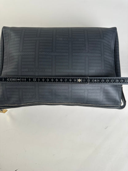Vintage Givenchy Nylon Cosmetic Bag Black Gold-Tone Zip