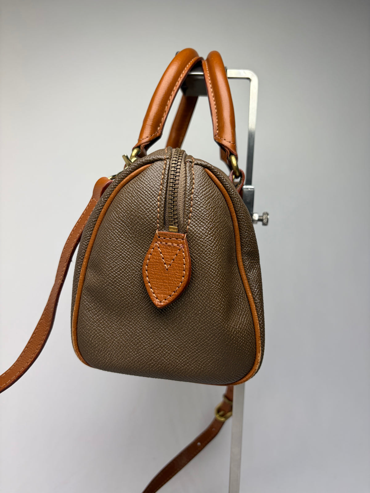 Vintage Courrèges Structured Leather Top-Handle Bag Late 1970s Brown
