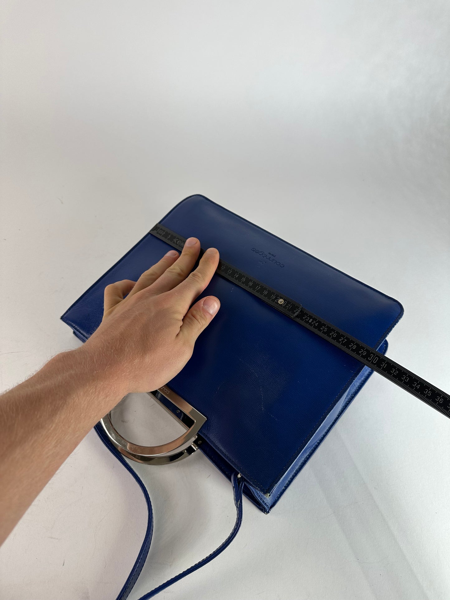 Vintage Courreges 2Way Leather Handbag Blue