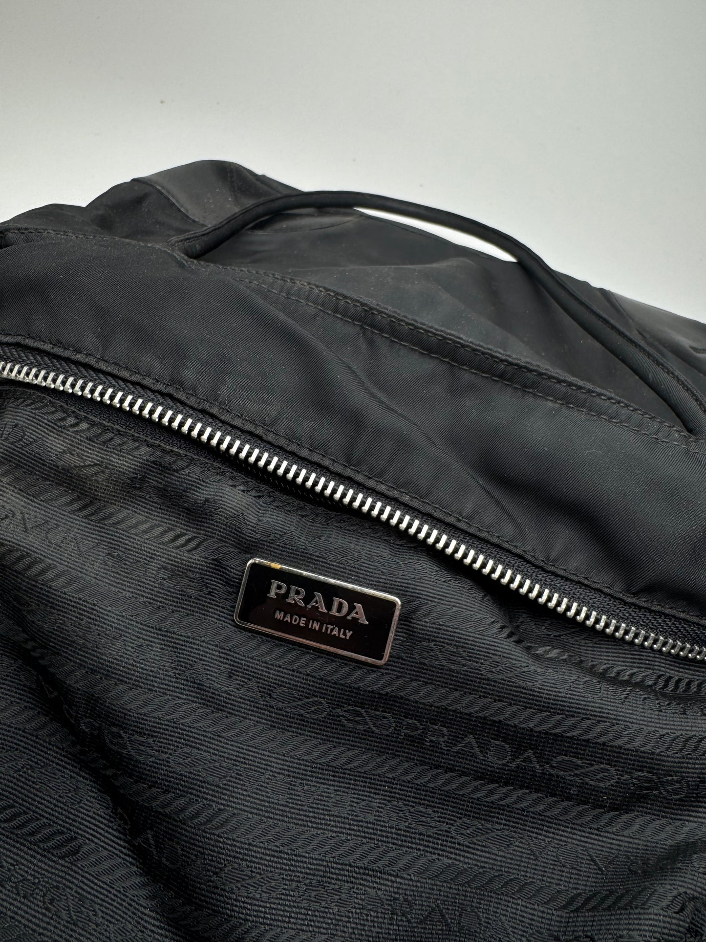 Vintage Prada polyester leather bag black