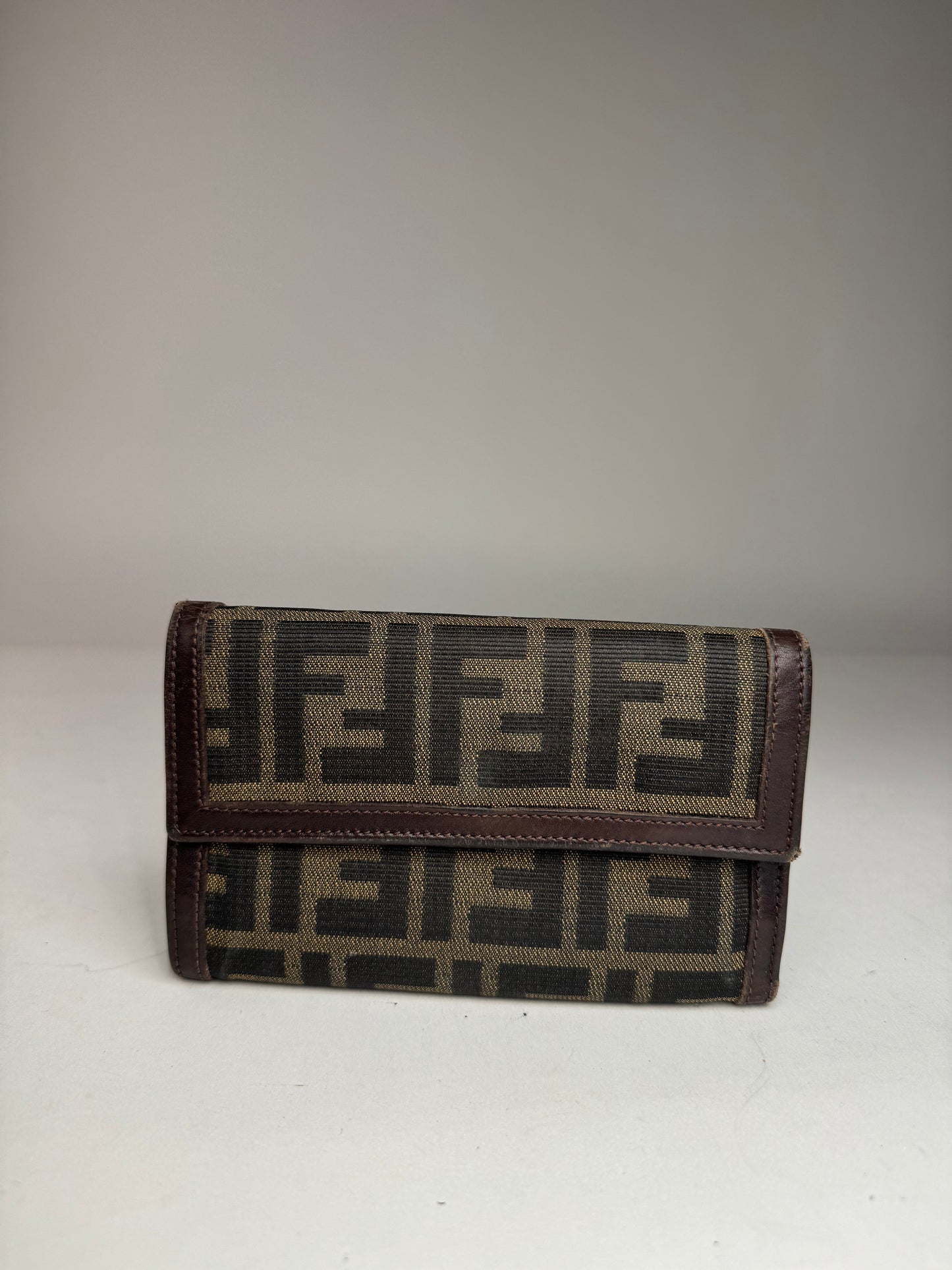 Vintage Fendi FF monogram Leather Wallet Brown