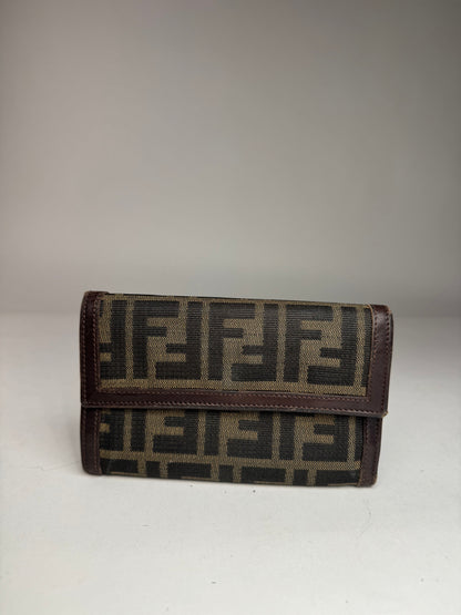 Vintage Fendi FF monogram Leather Wallet Brown