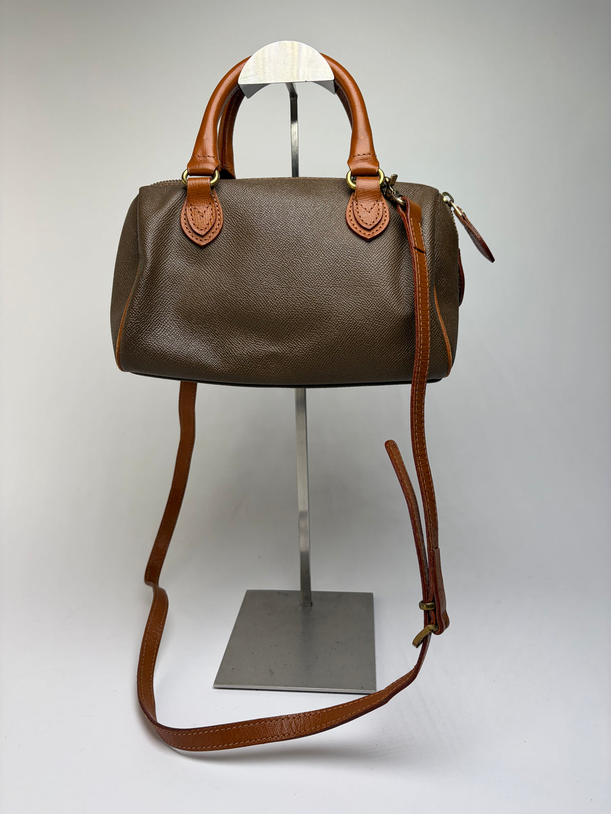 Vintage Courrèges Structured Leather Top-Handle Bag Late 1970s Brown