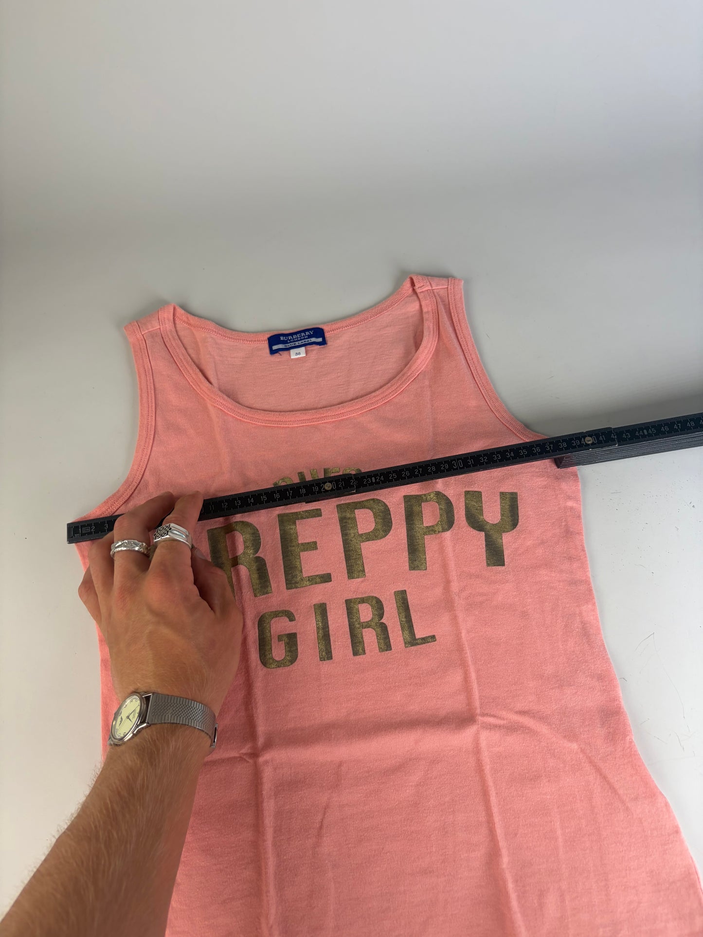Vintage Burberry Cotton Tank Top Coral Pink M