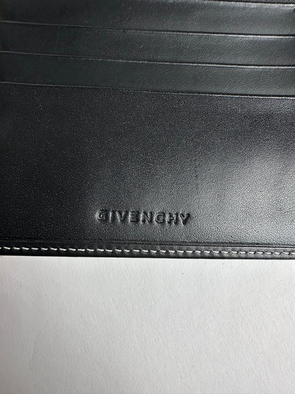 Vintage Givenchy Greek Key Canvas Bifold Wallet Late 1970s Black Cream