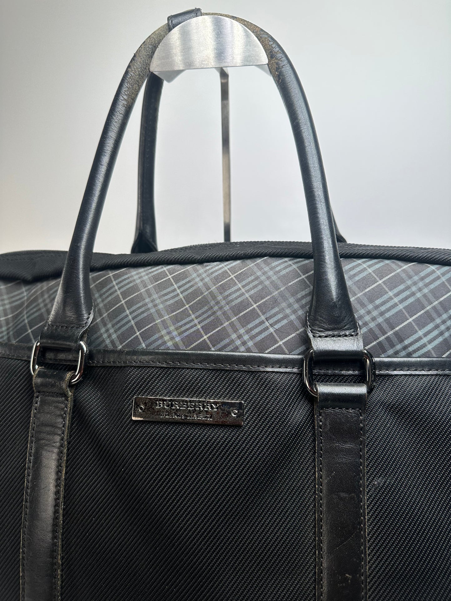 Burberry Black Nylon Briefcase with Multiple Compartments