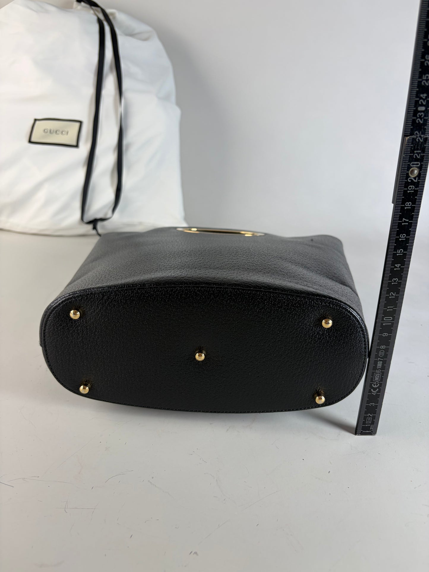 Vintage Gucci Marmont Pebbled Leather Tote Black Gold