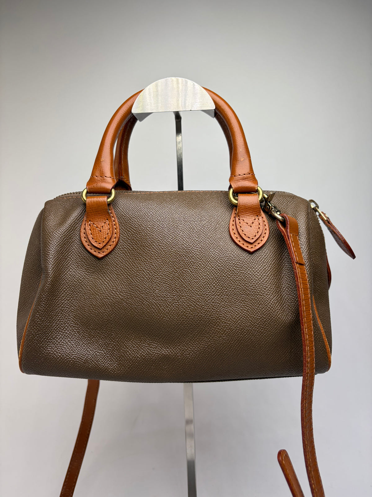 Vintage Courrèges Structured Leather Top-Handle Bag Late 1970s Brown
