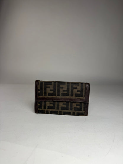 Vintage Fendi FF monogram Leather Wallet Brown