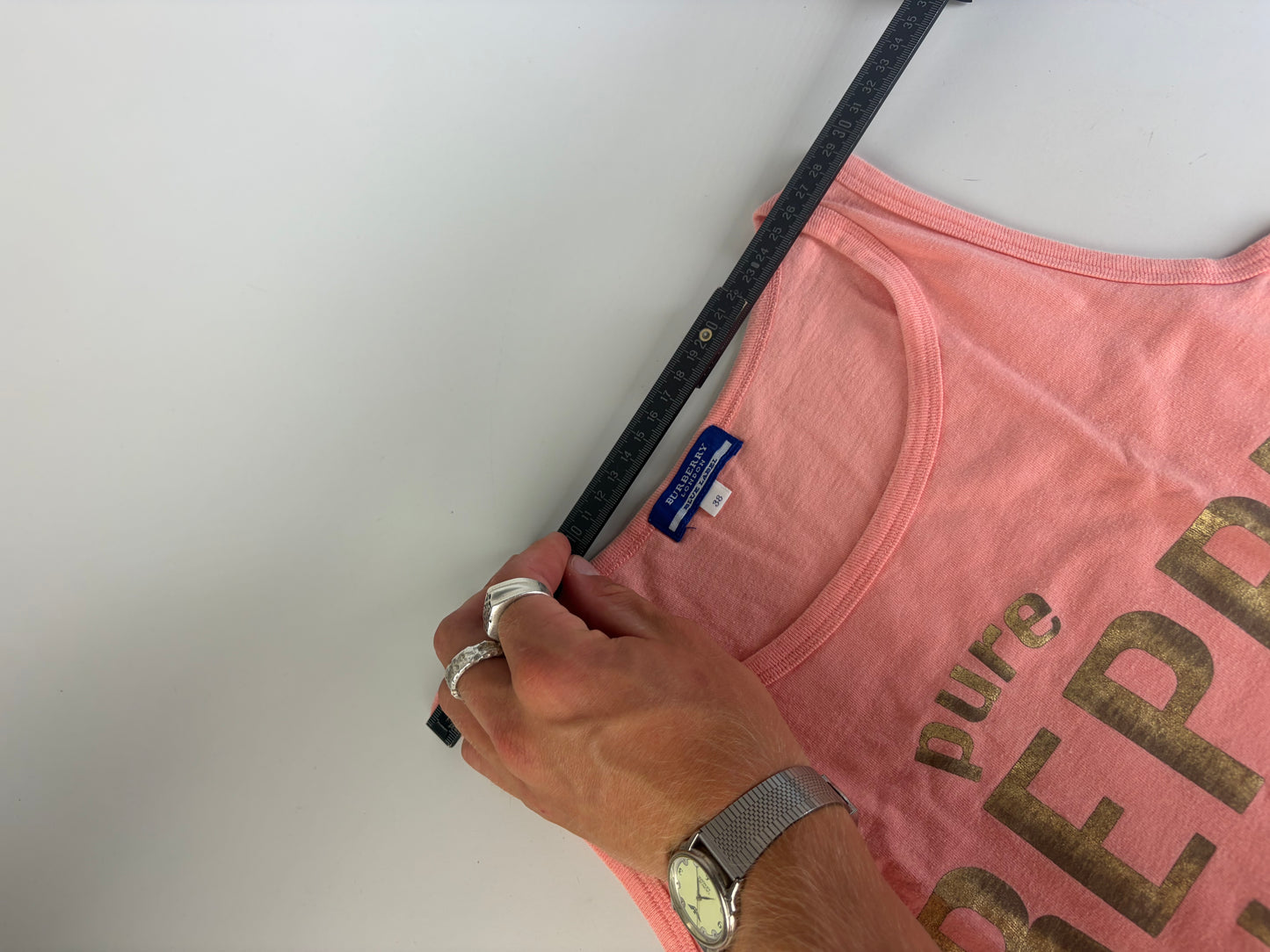 Vintage Burberry Cotton Tank Top Coral Pink M