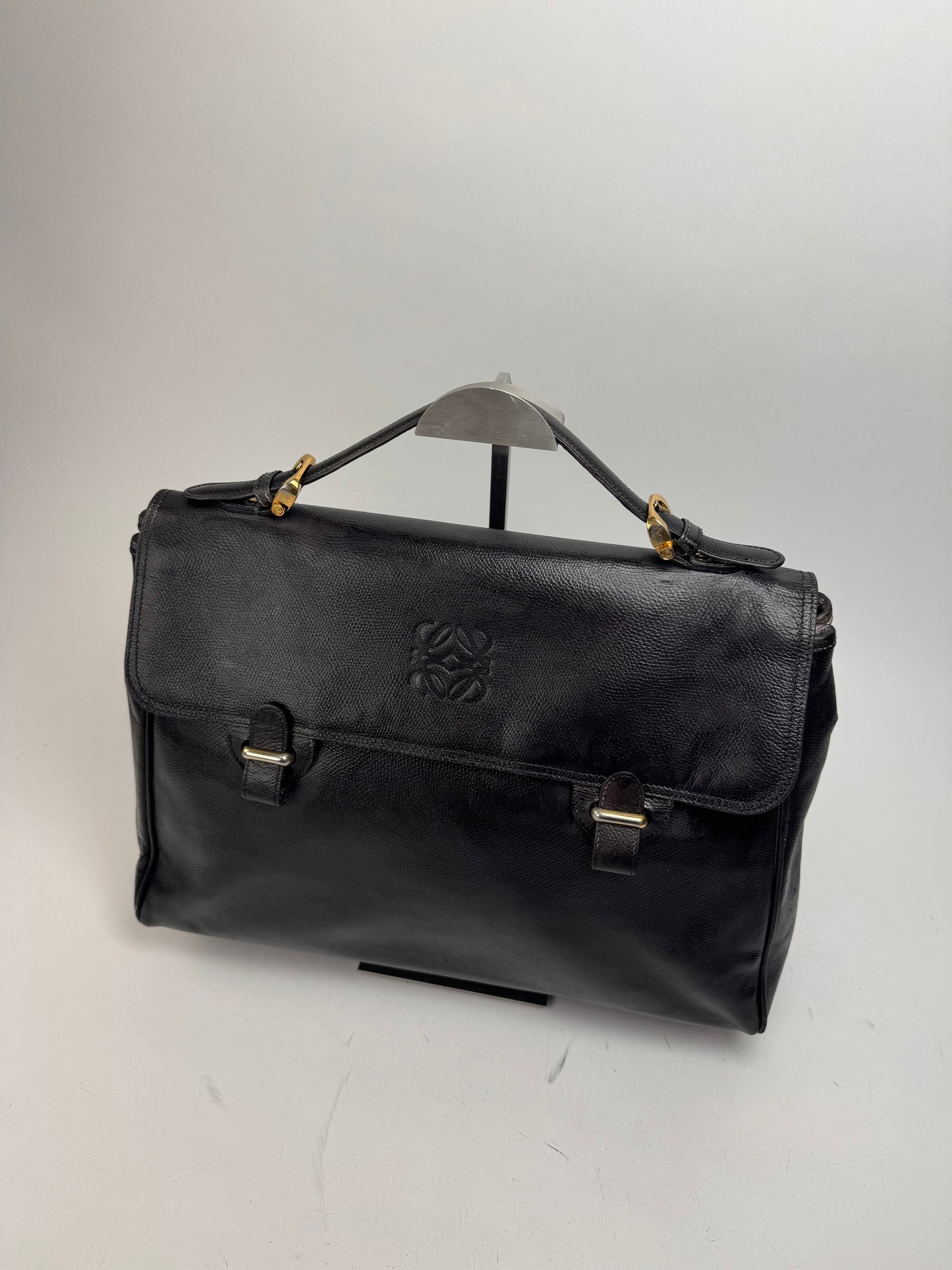 Vintage Loewe 2 Way Leather Bag brown black