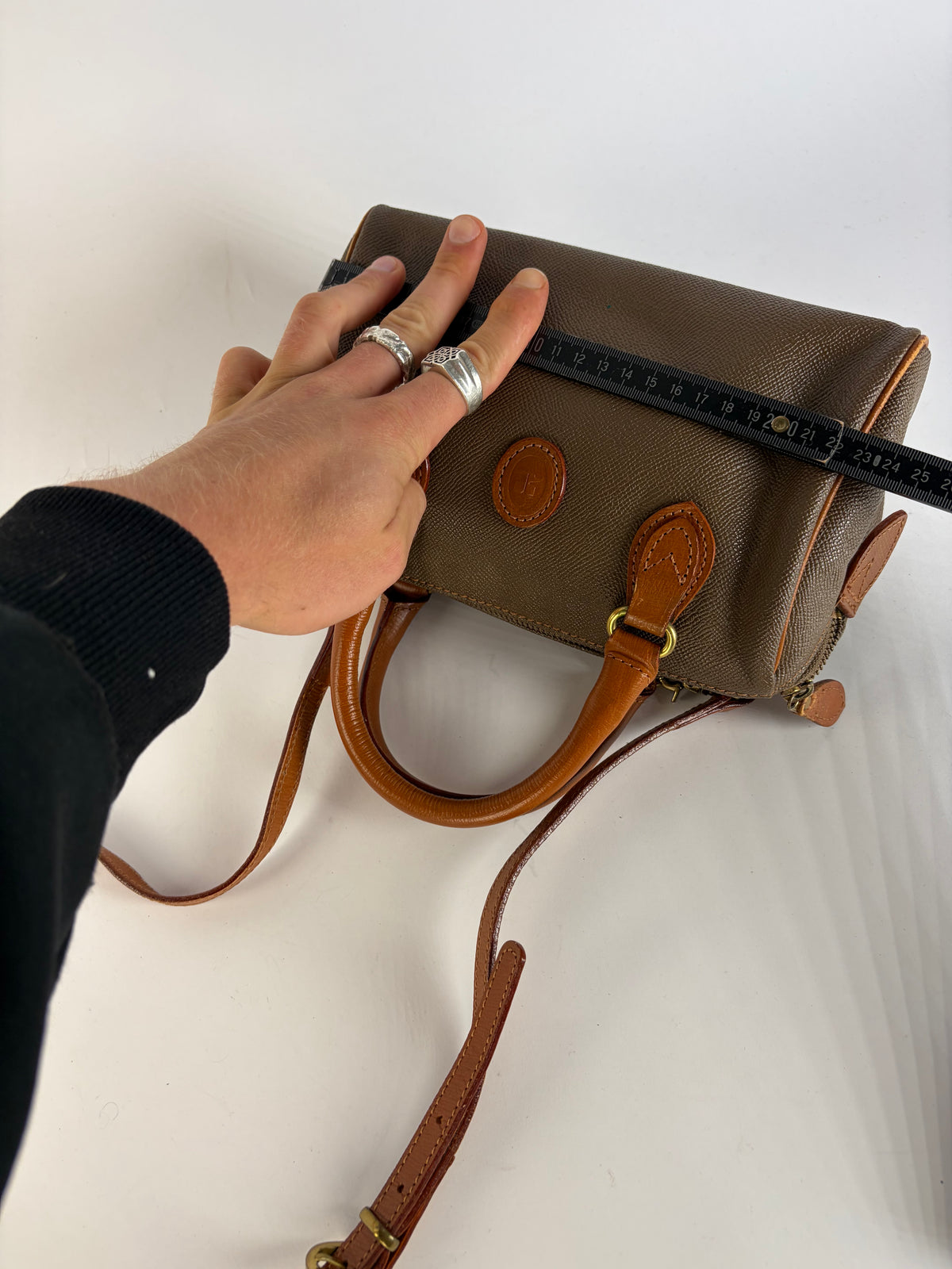 Vintage Courrèges Structured Leather Top-Handle Bag Late 1970s Brown