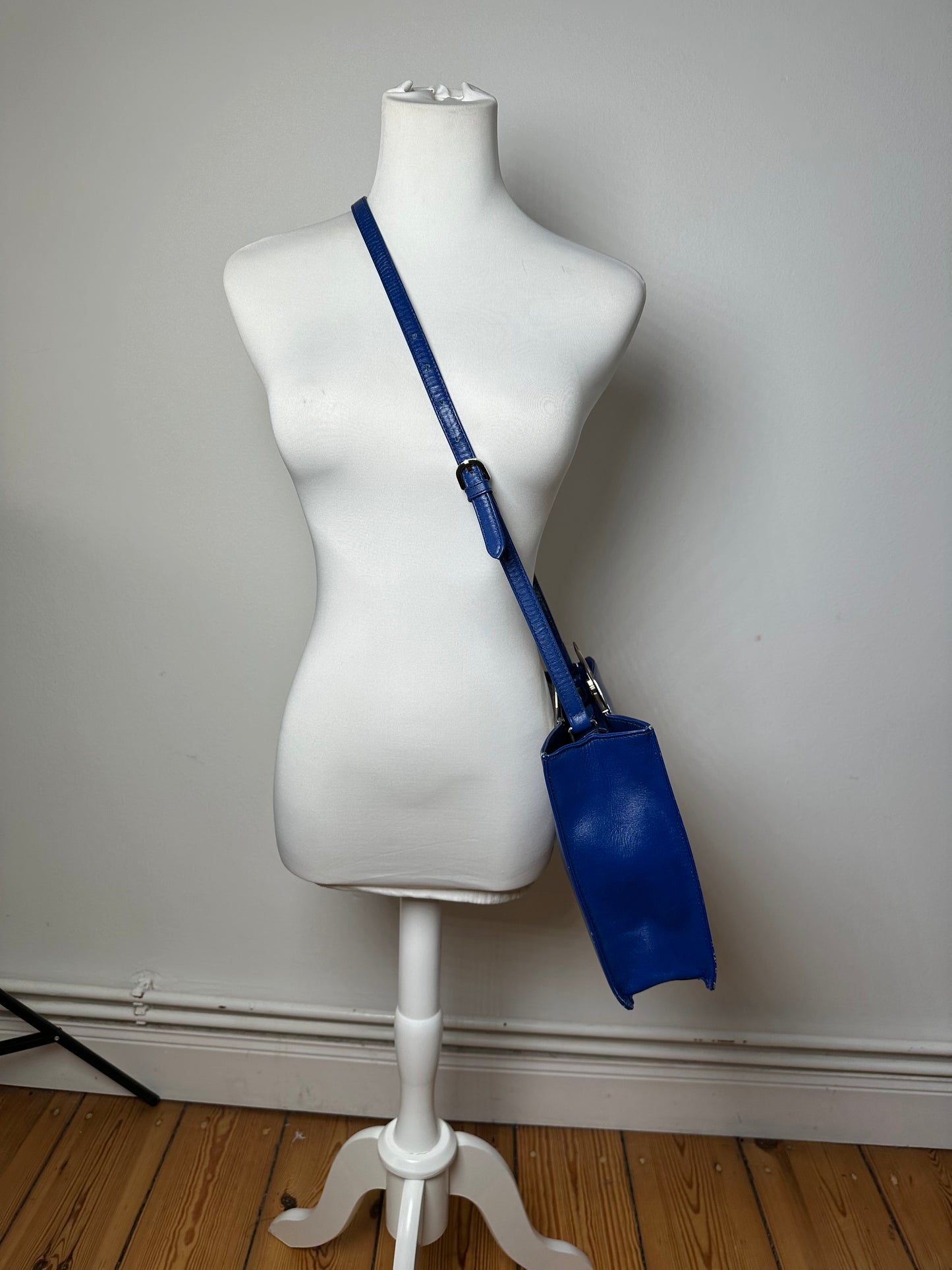 Vintage Courreges 2Way Leather Handbag Blue