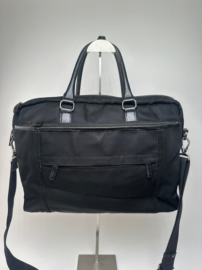 Burberry Black Nylon Briefcase with Multiple Compartments