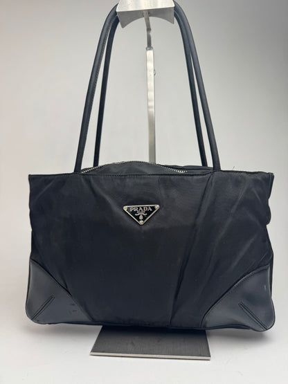 Vintage Prada polyester leather bag black