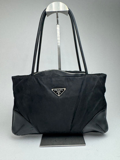 Vintage Prada polyester leather bag black