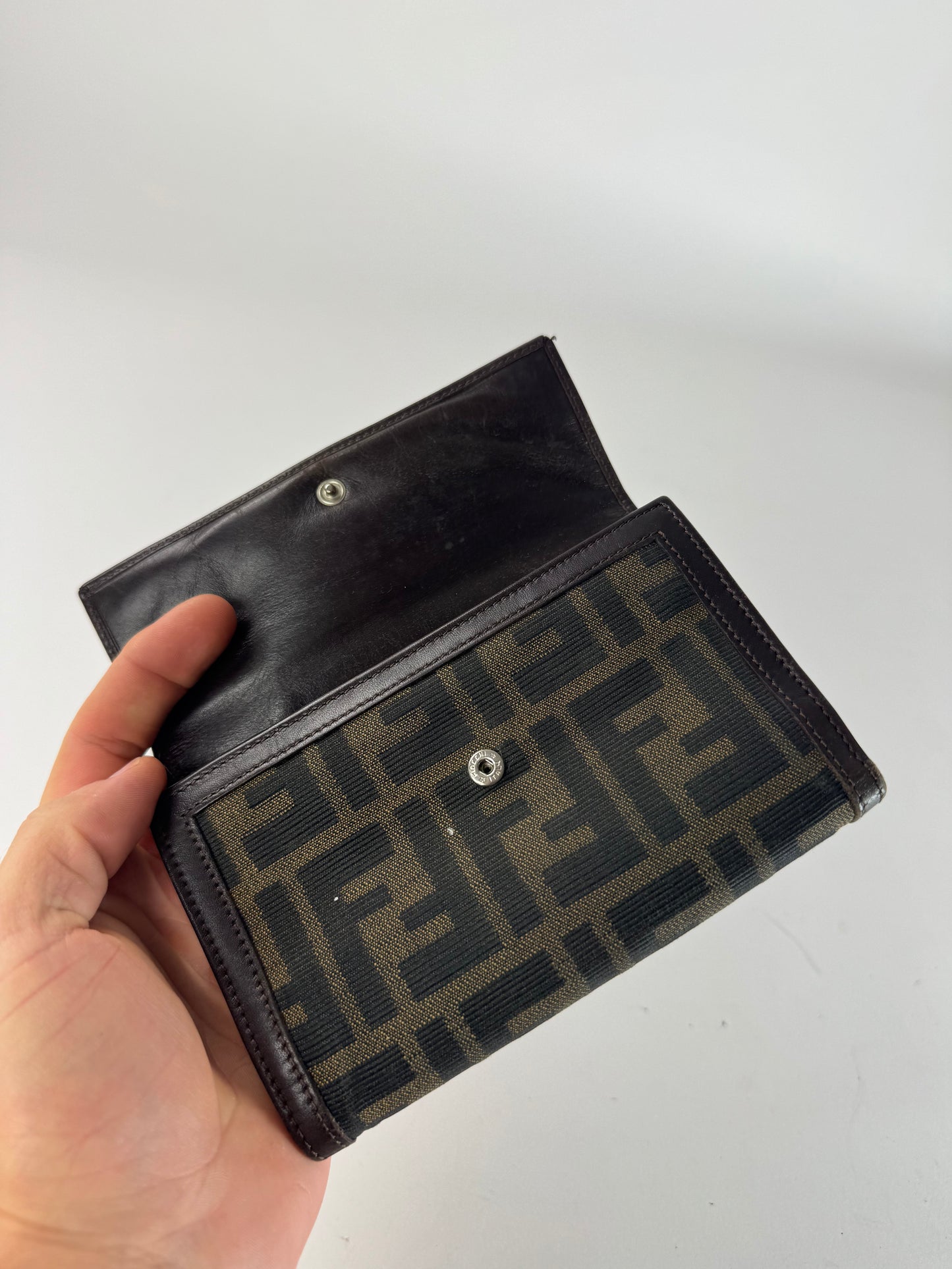 Vintage Fendi FF monogram Leather Wallet Brown