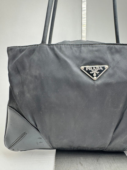 Vintage Prada polyester leather bag black