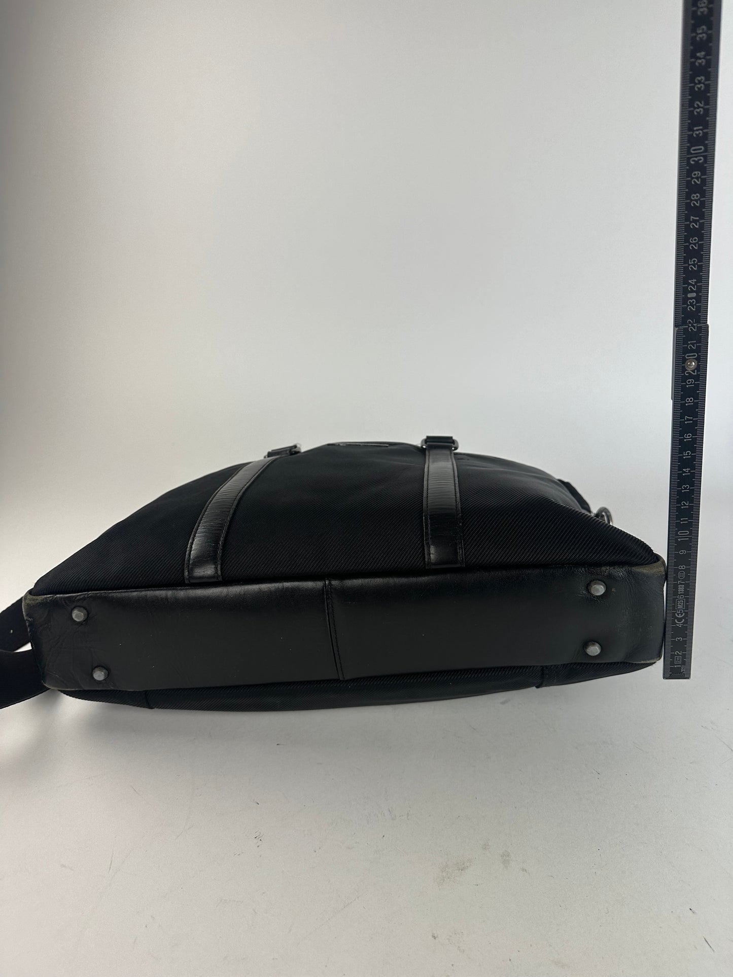 Burberry Black Nylon Briefcase with Multiple Compartments