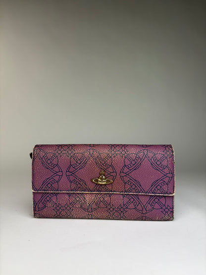 Vintage Vivienne Westwood Leather Bifold Wallet Purple Black