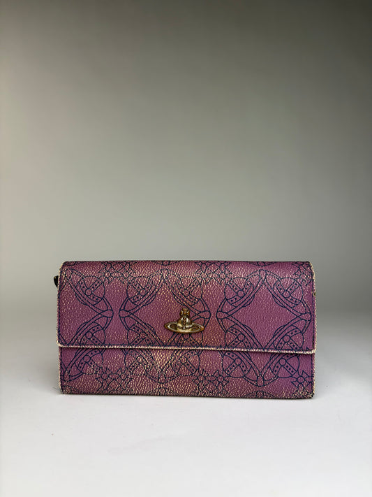 Vintage Vivienne Westwood Leather Bifold Wallet Purple Black