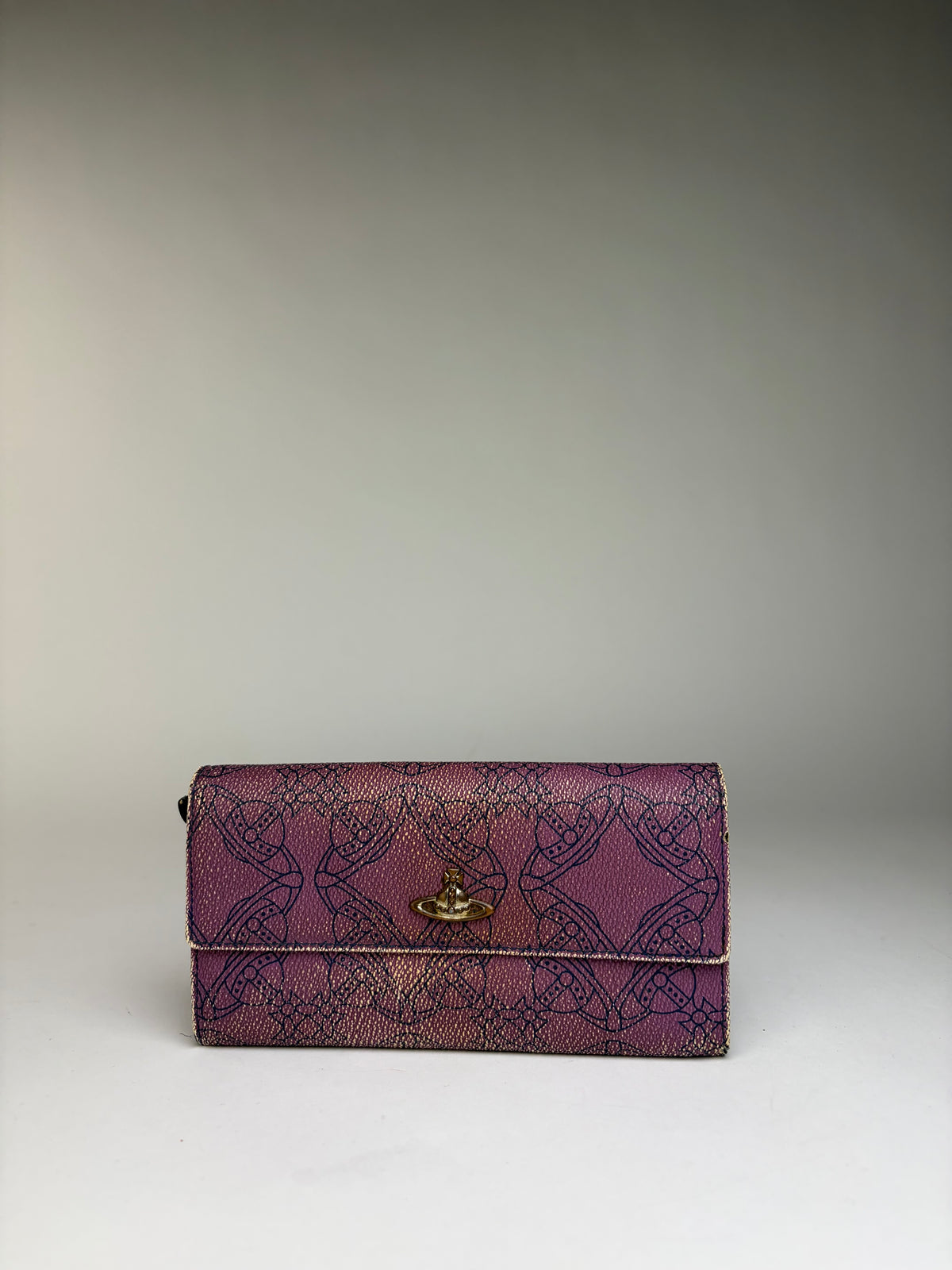 Vintage Vivienne Westwood Leather Bifold Wallet Purple Black