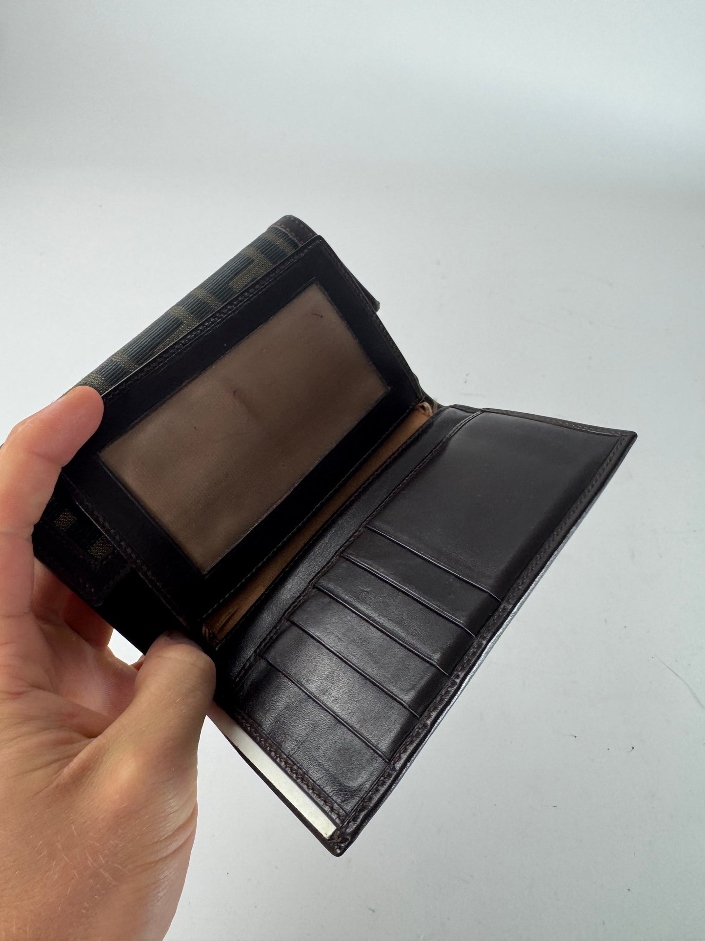 Vintage Fendi FF monogram Leather Wallet Brown