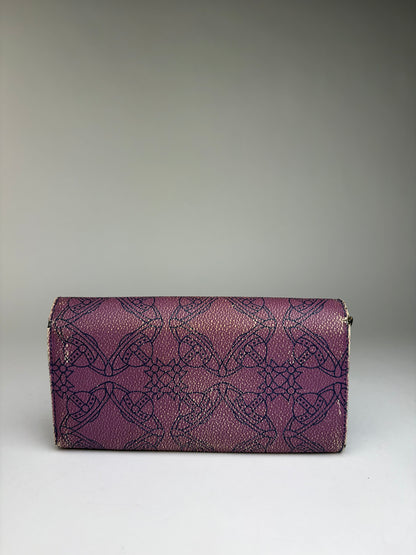 Vintage Vivienne Westwood Leather Bifold Wallet Purple Black