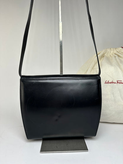 Vintage Salvatore Ferragamo Flap Crossbody Bag Late 1990s Black