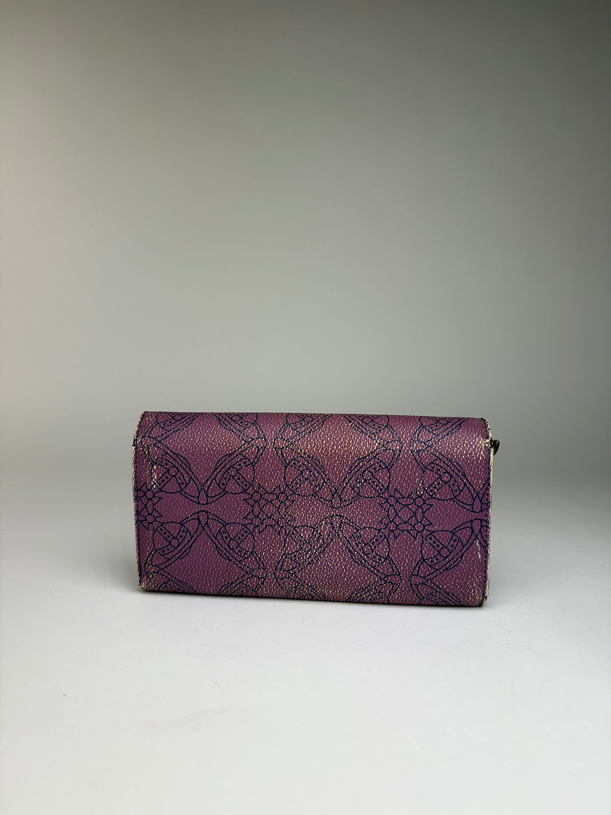 Vintage Vivienne Westwood Leather Bifold Wallet Purple Black