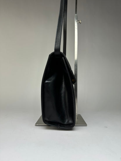 Vintage Salvatore Ferragamo Flap Crossbody Bag Late 1990s Black