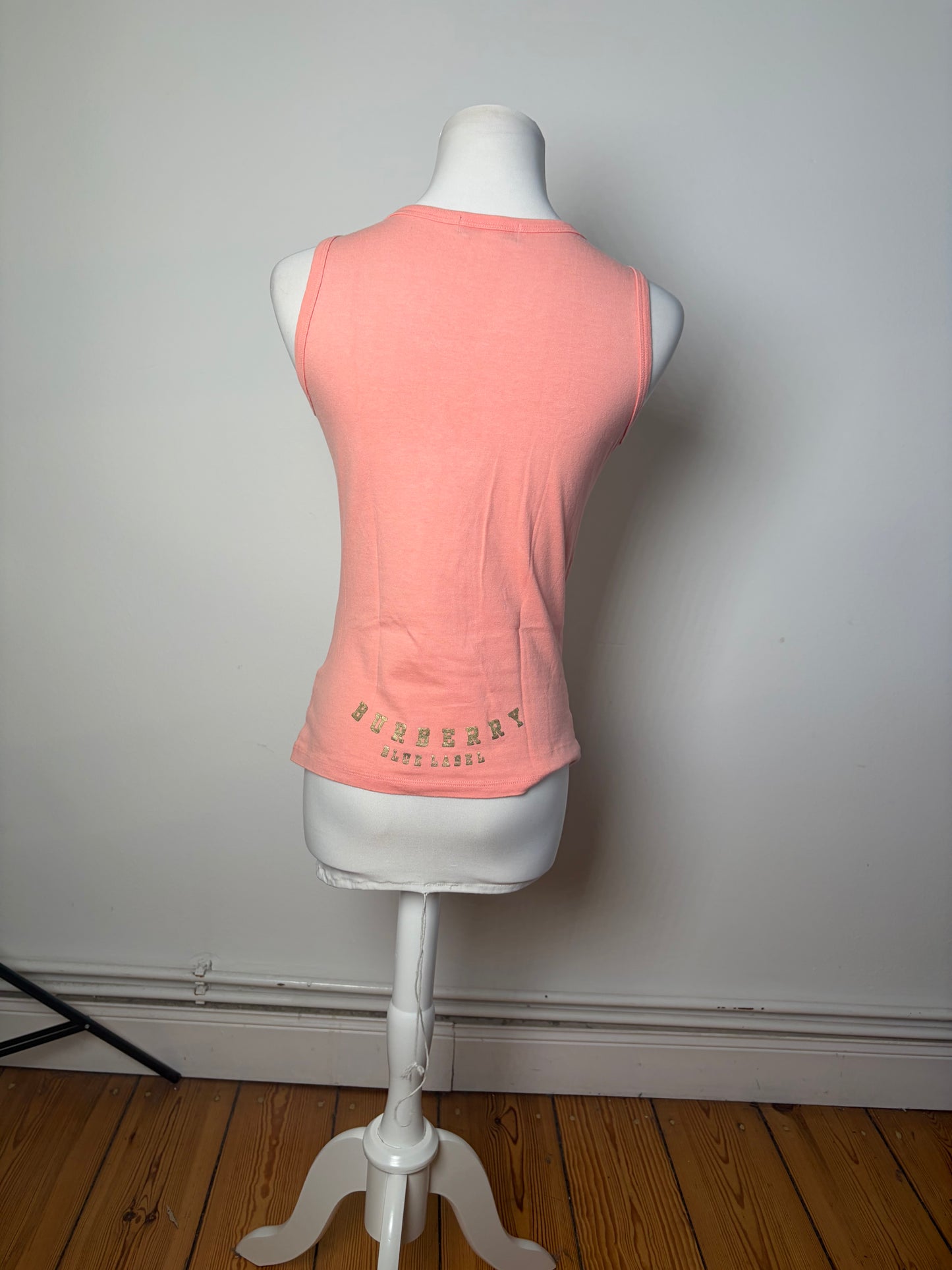 Vintage Burberry Cotton Tank Top Coral Pink M