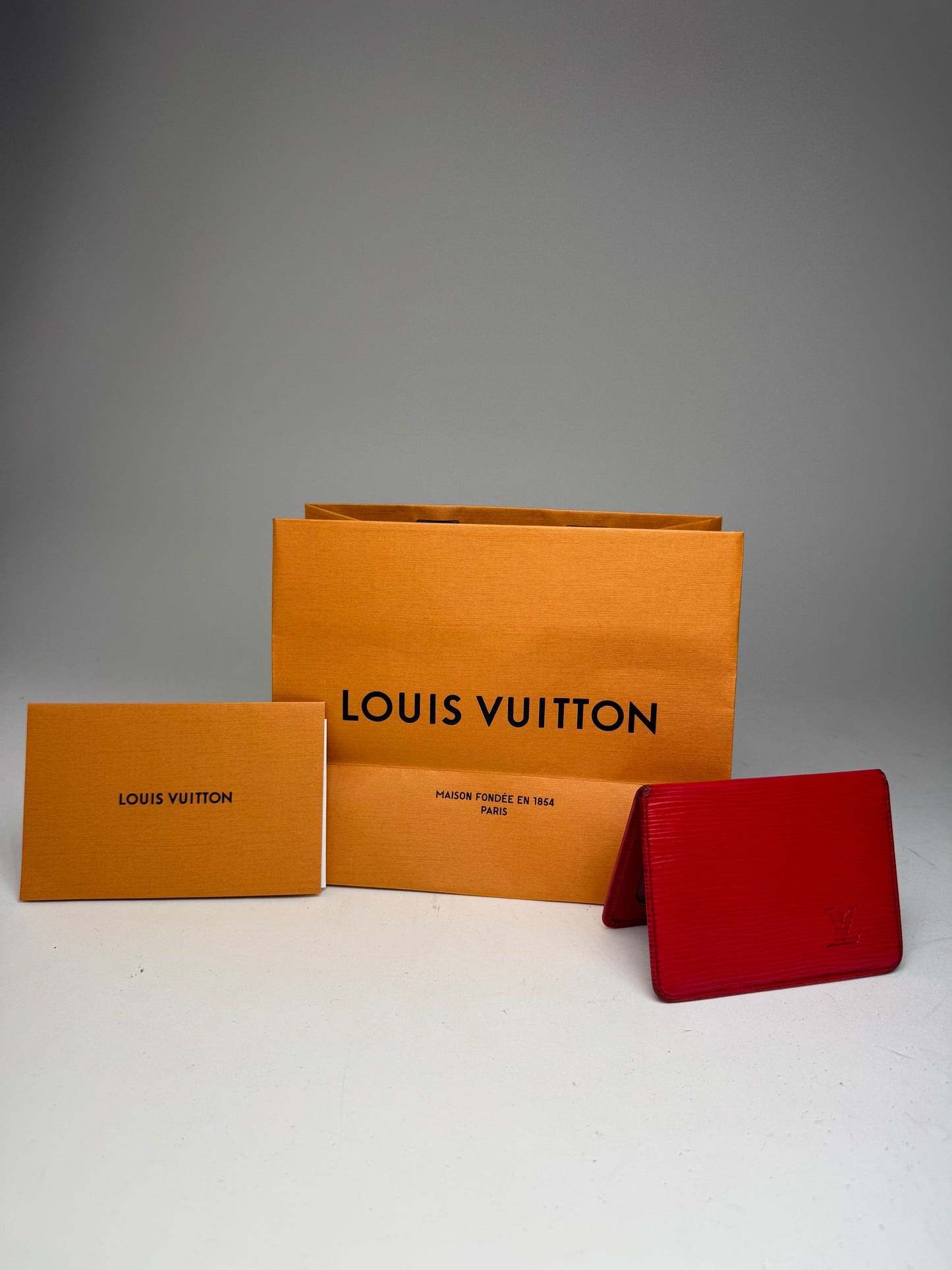 Vintage Louis Vuitton EPI leather Card Holder red