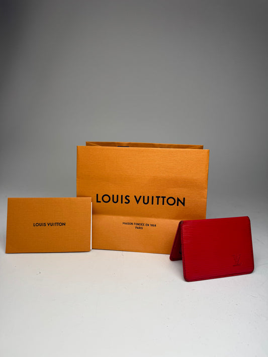 Vintage Louis Vuitton EPI leather Card Holder red