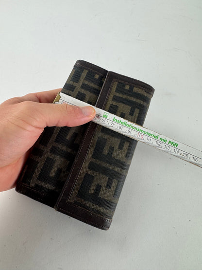 Vintage Fendi FF monogram Leather Wallet Brown