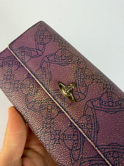 Vintage Vivienne Westwood Leather Bifold Wallet Purple Black