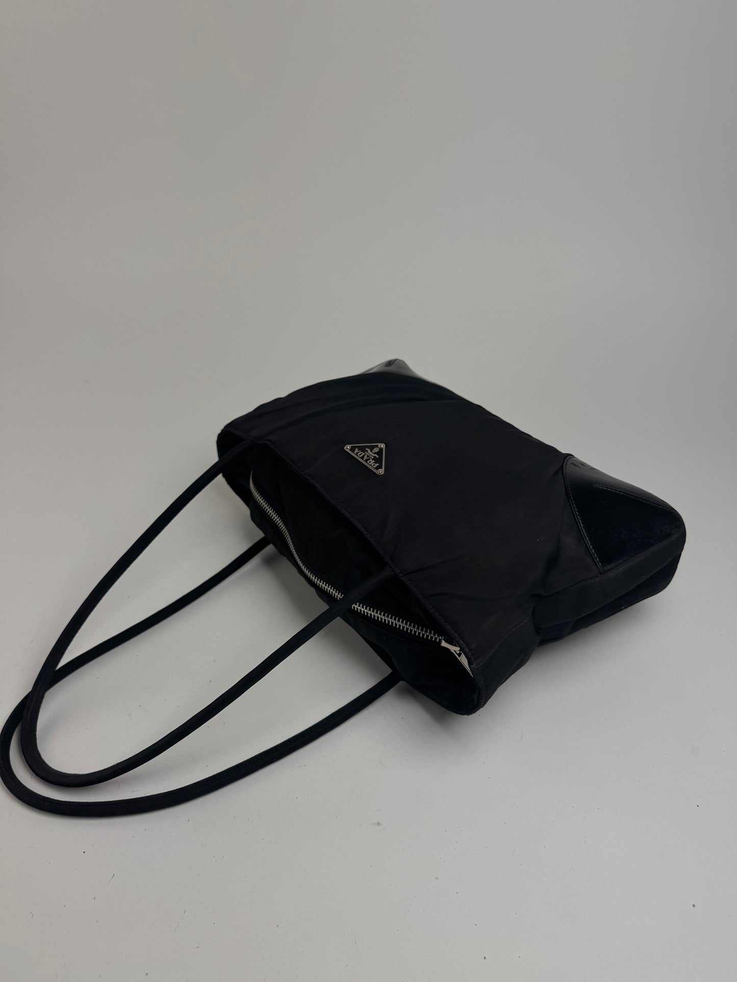 Vintage Prada polyester leather bag black