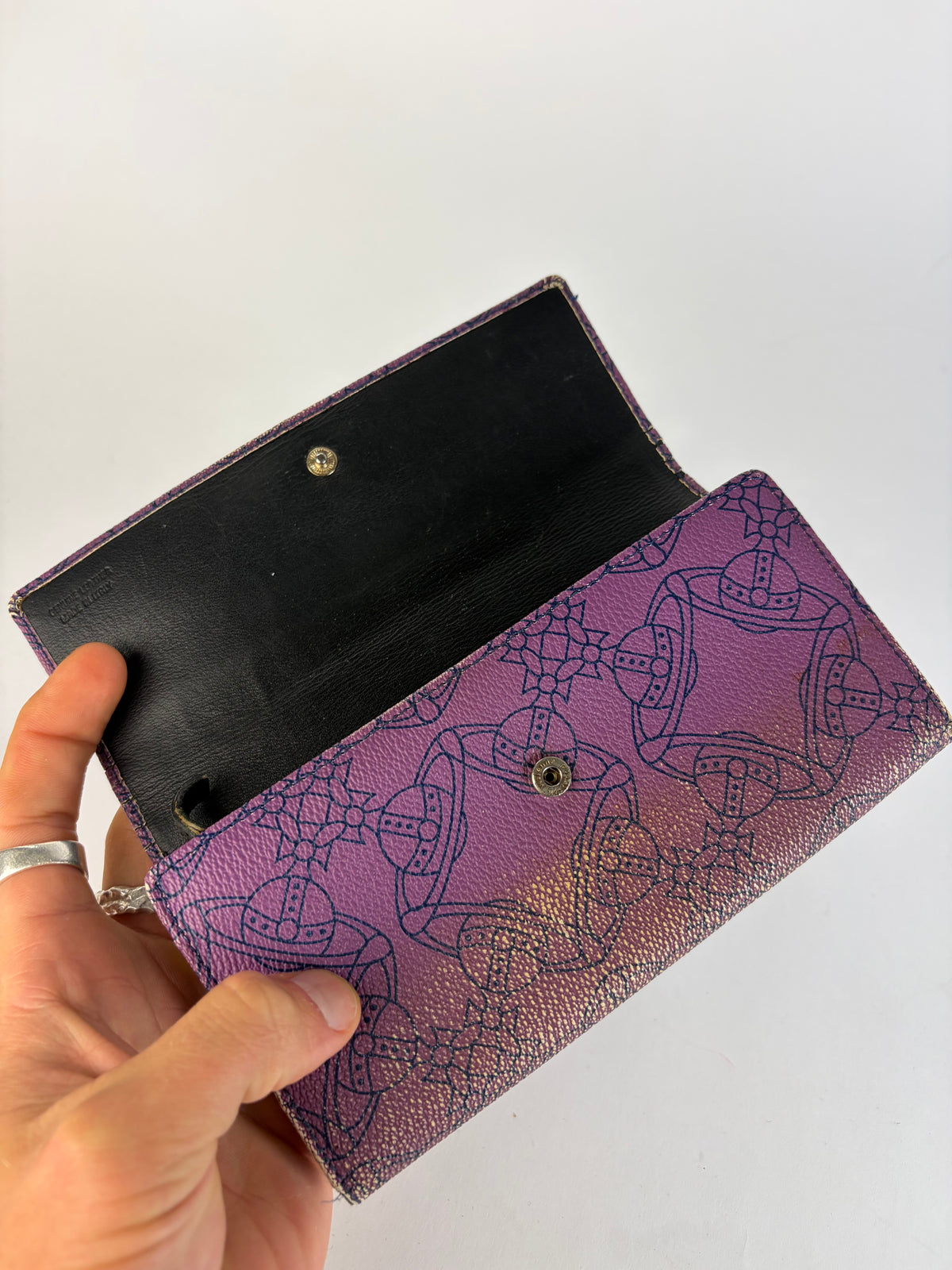 Vintage Vivienne Westwood Leather Bifold Wallet Purple Black