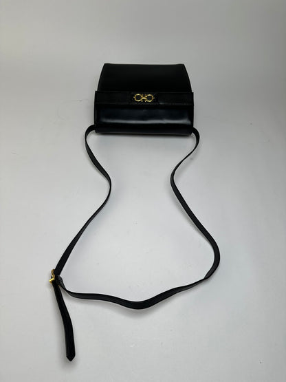 Vintage Salvatore Ferragamo Flap Crossbody Bag Late 1990s Black