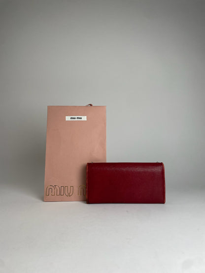 Vintage Miu Miu Studded Leather Wallet Red